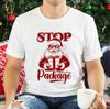 Stop Staring At My Package Christmas Tshirt Funny Santa Holiday Humour Gift Top