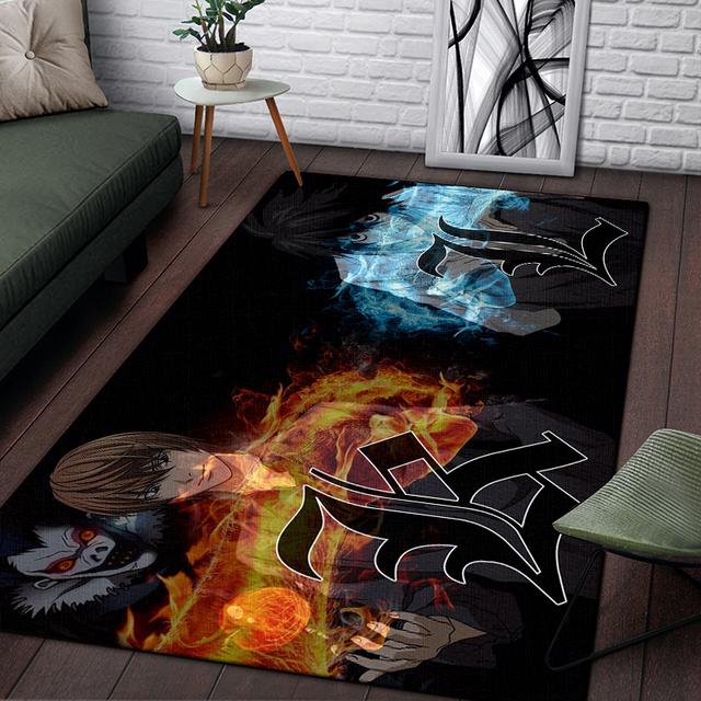 Alfombra de Anime Death Note para sala de estar, decoraciones de lujo para el hogar, dormitorio, mesita de noche, sala de juegos, alfombras grandes, alfombra antideslizante