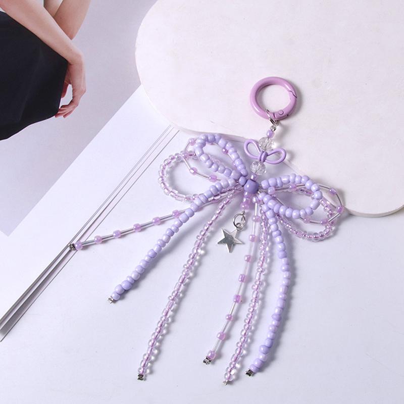 1Pc Diy Accessories Girl Alloy Bow Beaded Pendant Suitable For Phone Case Phone Chain Earphone Case Keychain Camera Chain