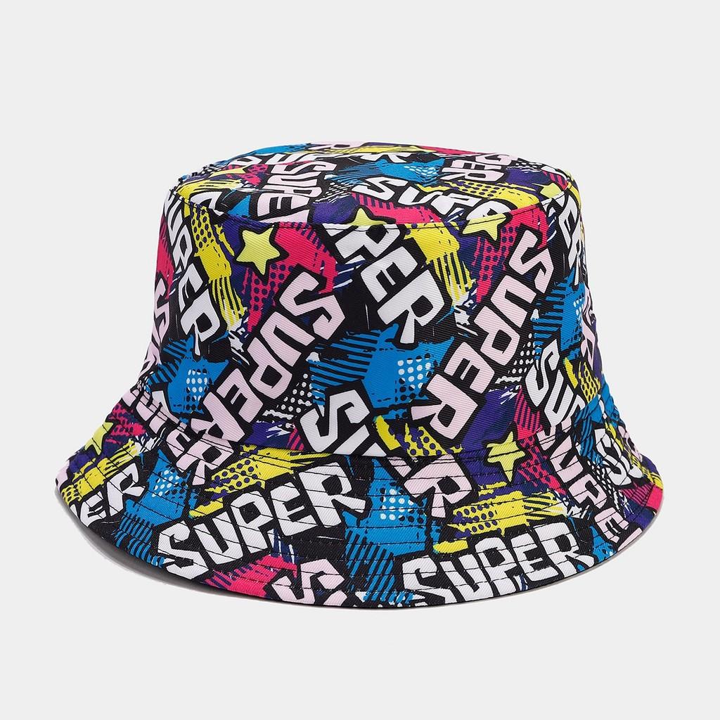 Graffiti Letter Fisherman Hat With Wide Brim For Summer Sun Protection