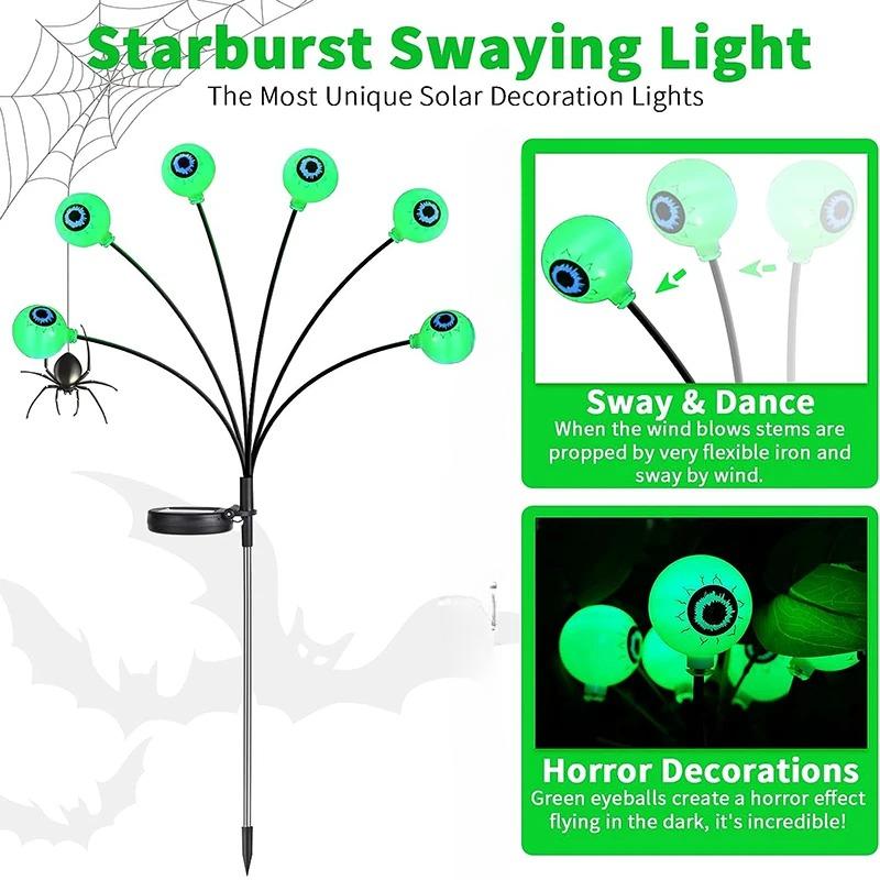 1500LM LED Solar Eyeball Lights Outdoor Waterproof Halloween Outdoor Decoration String Lights Garden Lamps Courtyard Holiday PartyDecor