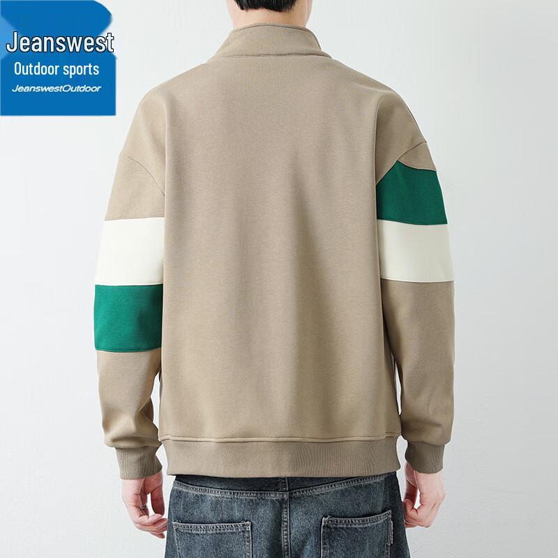Jeanswest Men's Casual Stand Collar Colorblock Outdoor Sport Jacket