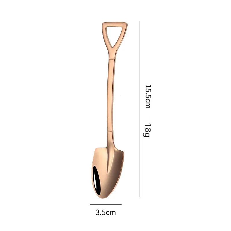 Vintage Shovel Design Stainless Steel Coffee Spoon Creative Ice Cream Cake Watermelon Dessert Multipurpose Kitchen Tool Unique