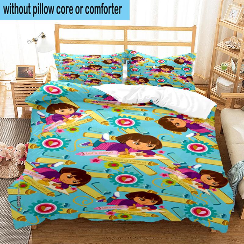 3PCS The Explorer Do-ra Adventure 3pcs Bedding,Including 3PCS Duvet Cover And 2pcs Pillowcases Perfect for Christmas,Ideal for Bedroom, Dormitory