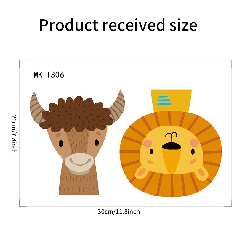 Cartoon Doodle Cow Lion Switch Plate Wall Sticker Removable Home Decor
