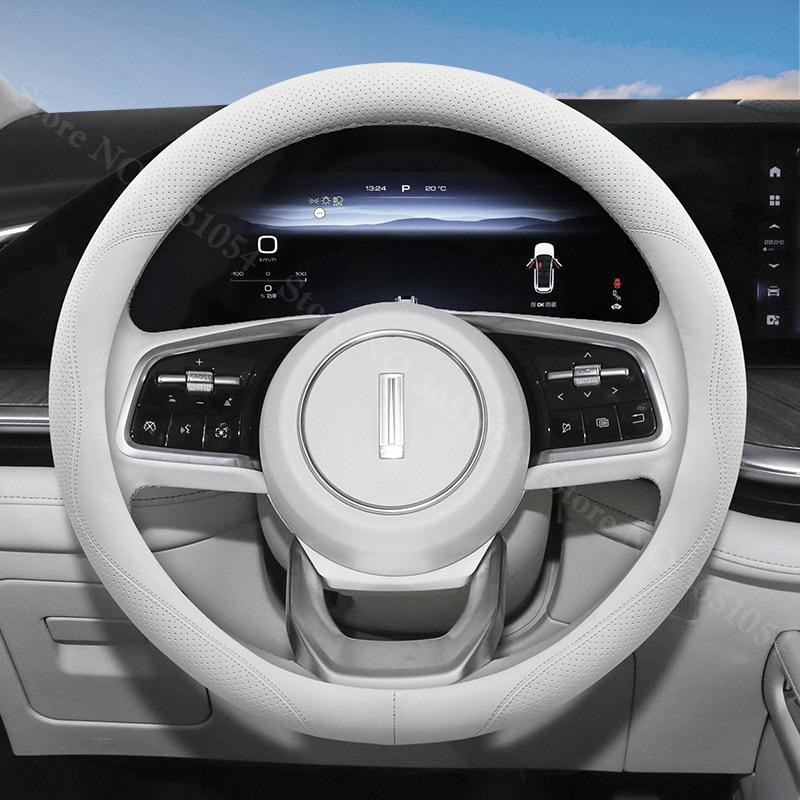 Leather Steering Wheel Cover Breathable Car Interior Handle Cover For Great Wall Wey Mocca Macchiato Latte Lanshan Blue Mountain