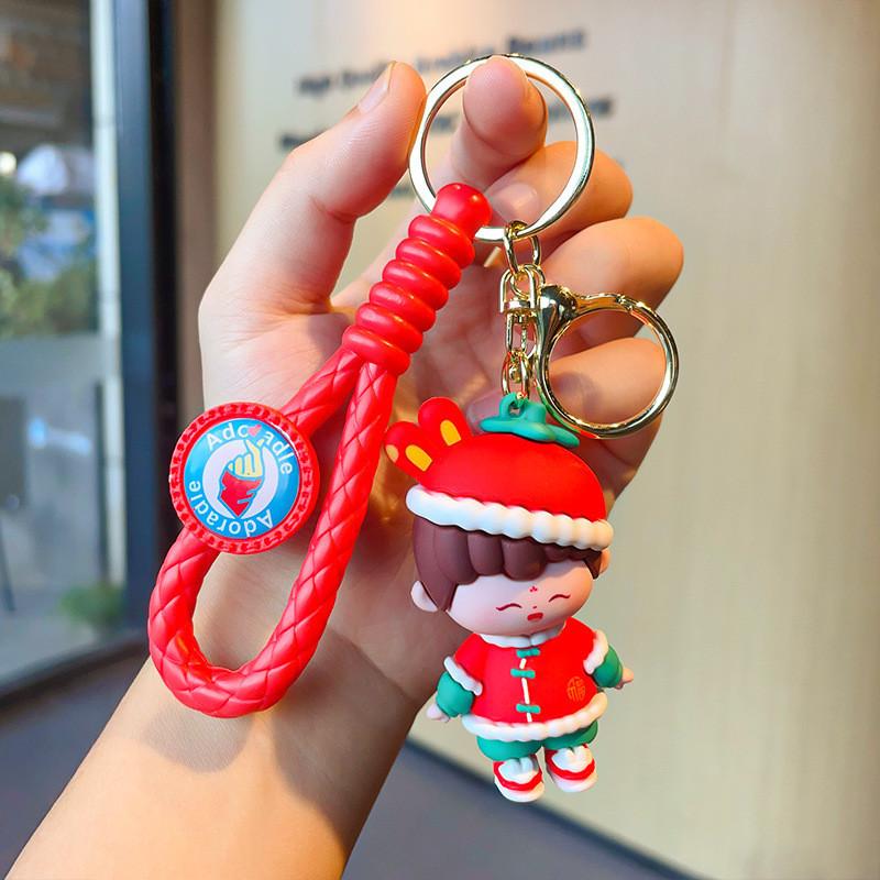 

Delightful Luck Good Rabbit Keychain Silicone Key Ring Adorable Cartoon Design красный