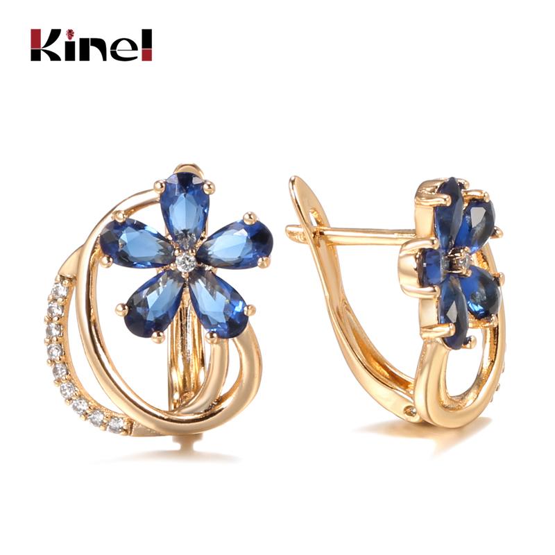 New  Rose Gold Women Earrings Glisten Natural Black Zircon Crystal Flower Earrings High Quality Daily Fine Jewelry