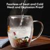 250/350Ml Fillings Dry Flowers Double Wall Glass Cup with Handle Heat Resistant Tea Coffee Mug Cups Espresso Milk Mug Gift