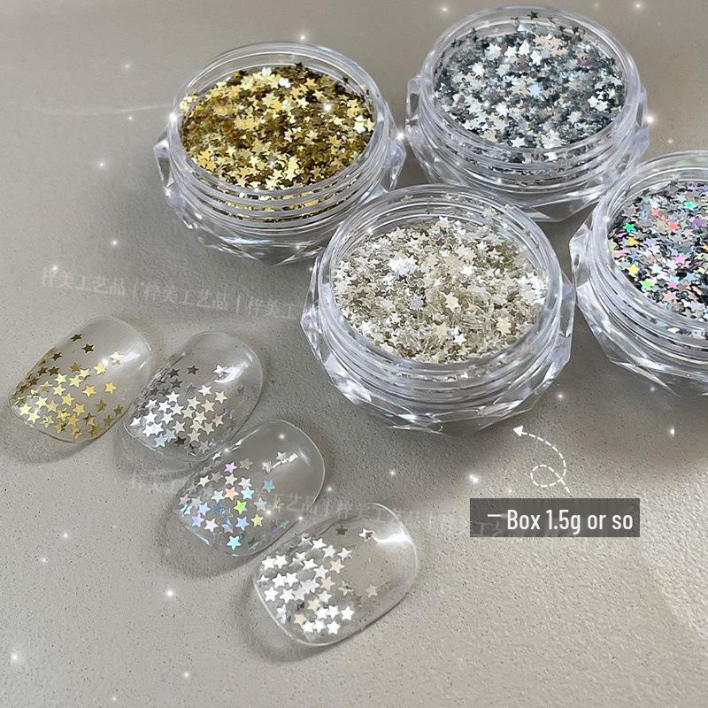 

Silver & Gold Star Nail Art Sequins - Super Thin Spring/Summer Mini Mixed Decoration Stickers