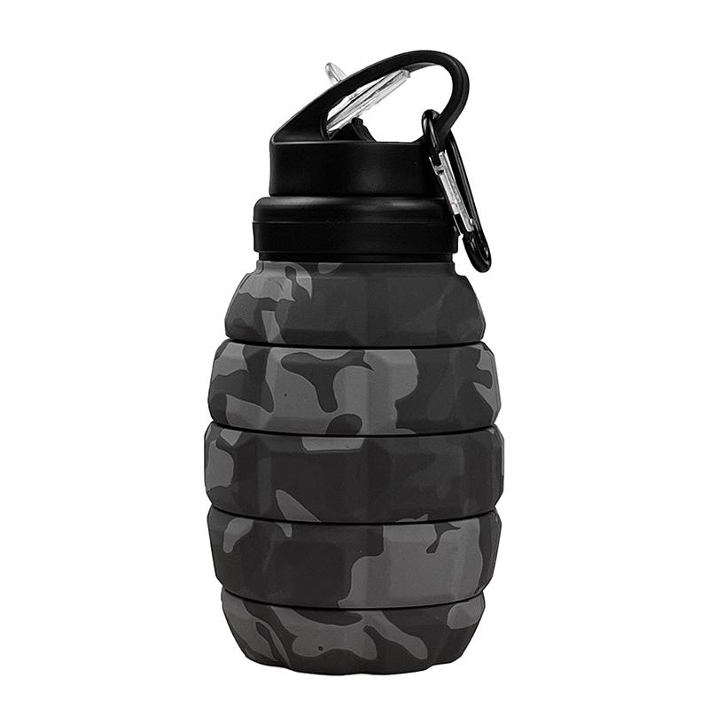 Retractable Foldable Water Bottle High Temperature Resistant Food Grade Silicone Camouflage Biking Hiking Athletic Water Bottle