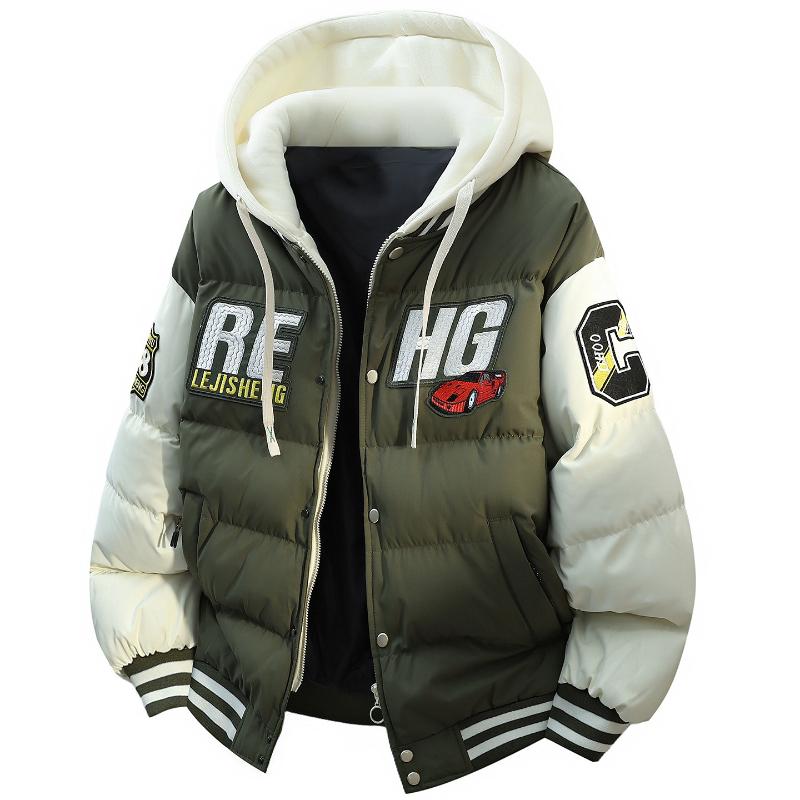 

Осень Зима Мужская Бейсбольная Куртка Харадзюку Толстая Теплая Двойная Хлопковая Куртка Уличная Одежда Ветрозащитная Хлопковая Куртка с Капюшоном 4XL