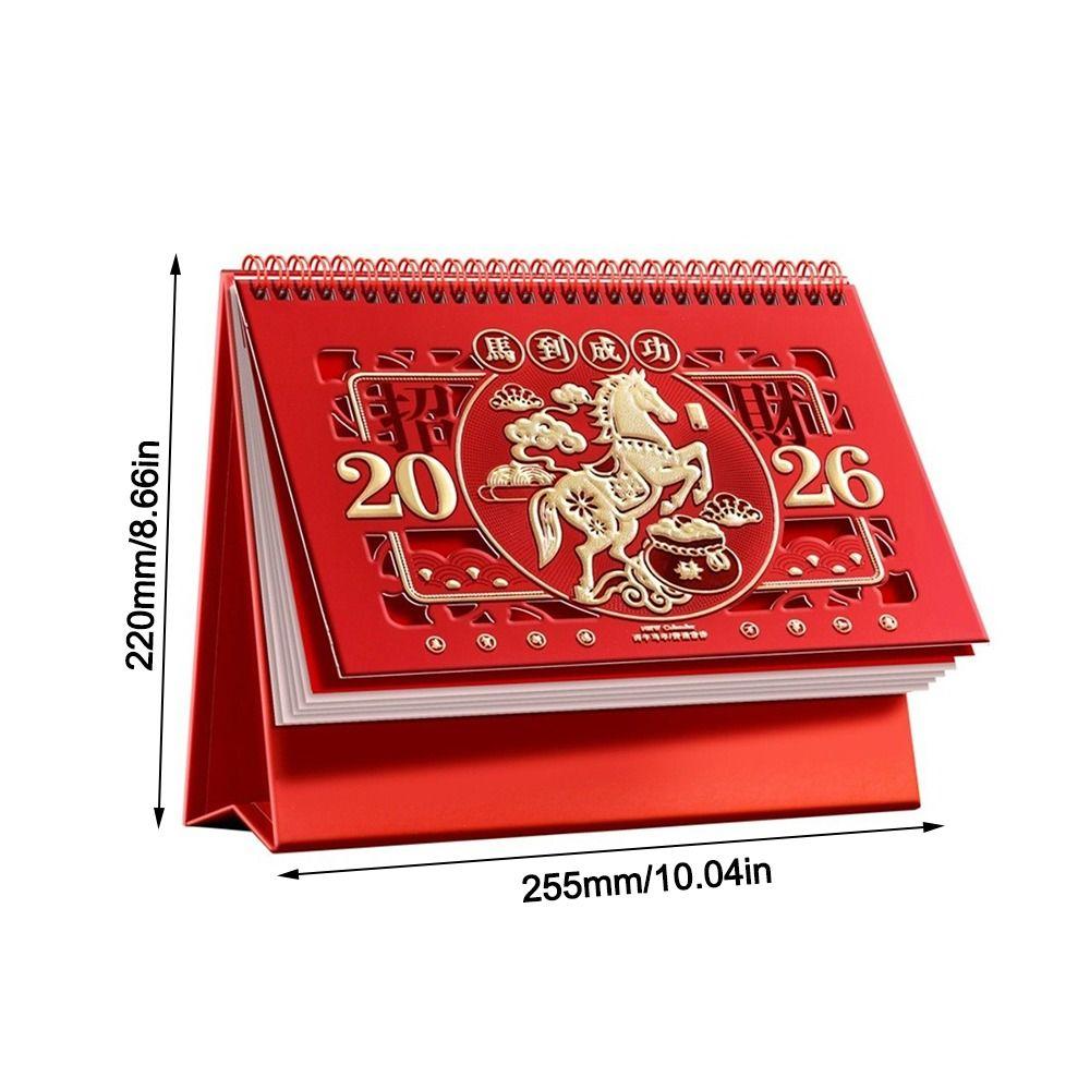 New Year festive Red 2026 Desktop Desk Calendar Standing Desktop Paper Calendar  Table Decorations