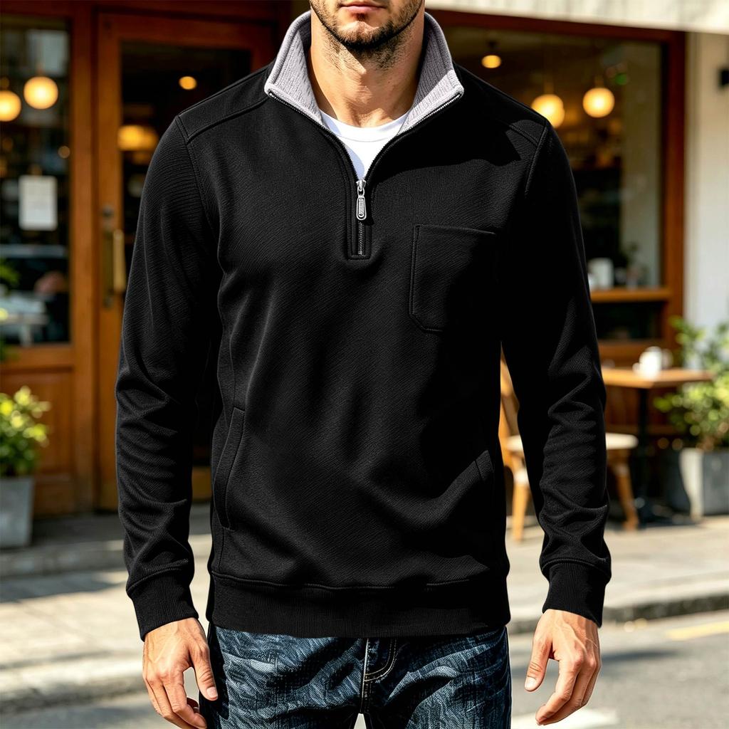 Men's Quarter-Zip Long Sleeve Sweatshirt Pullover for Casual Everyday Wear