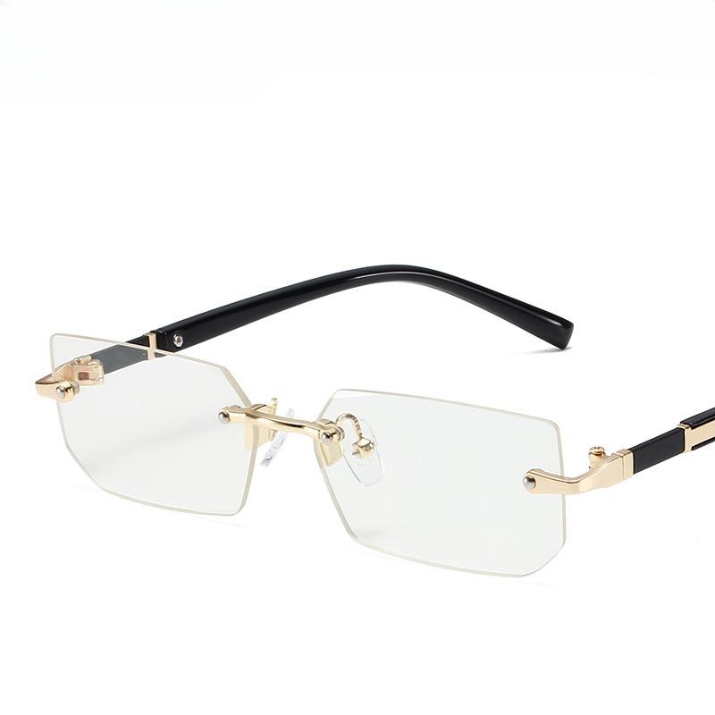 Ochelari Retro Pătrați Vintage Fără Ramă cu Lentile Transparente pentru Femei și Bărbați, Ochelari de Vedere Transparenți la Modă cu Ramă Metalică și Balamale