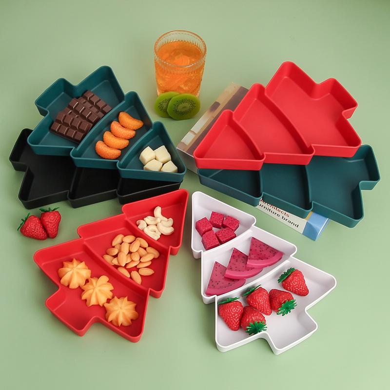 Christmas Tree Snack Tray with Compartments for Nuts, Sweets & Dried Fruits