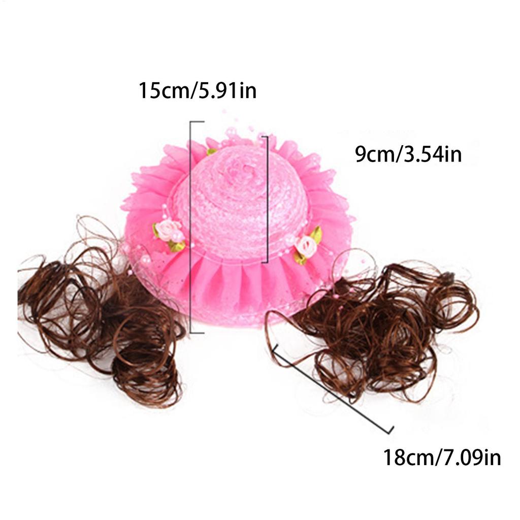 Dog Hats Cute Funny Clothes With Wig Breathable Hats For Cats For Pet Puppy Birthday Party Halloween Winter Sun Beach