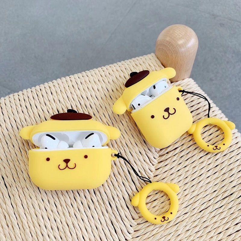 3 Pieces 19.9 Yuan Optional Pom Pom Purin AirPods Pro3 Protective Case Silicone 1/2/3 Generation Apple Wireless Bluetooth Earbuds Case Sets Ins Female