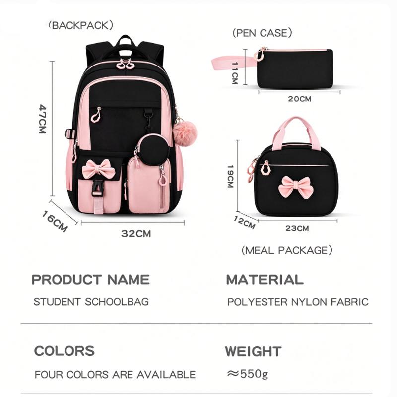 Nuovo Set Zaino Scolastico alla Moda, Semplice Zaino a 3 Pezzi con Borsa Pranzo e Astuccio per Studenti delle Scuole Primarie e Medie