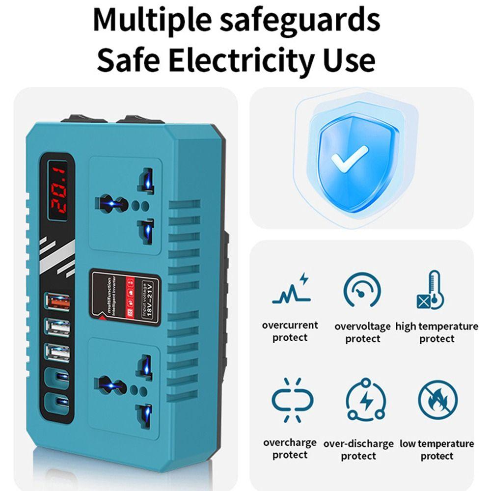 With LED Work Light 120W Portable Power Inverter Battery Inverter Adapter for Makita 18V Battery