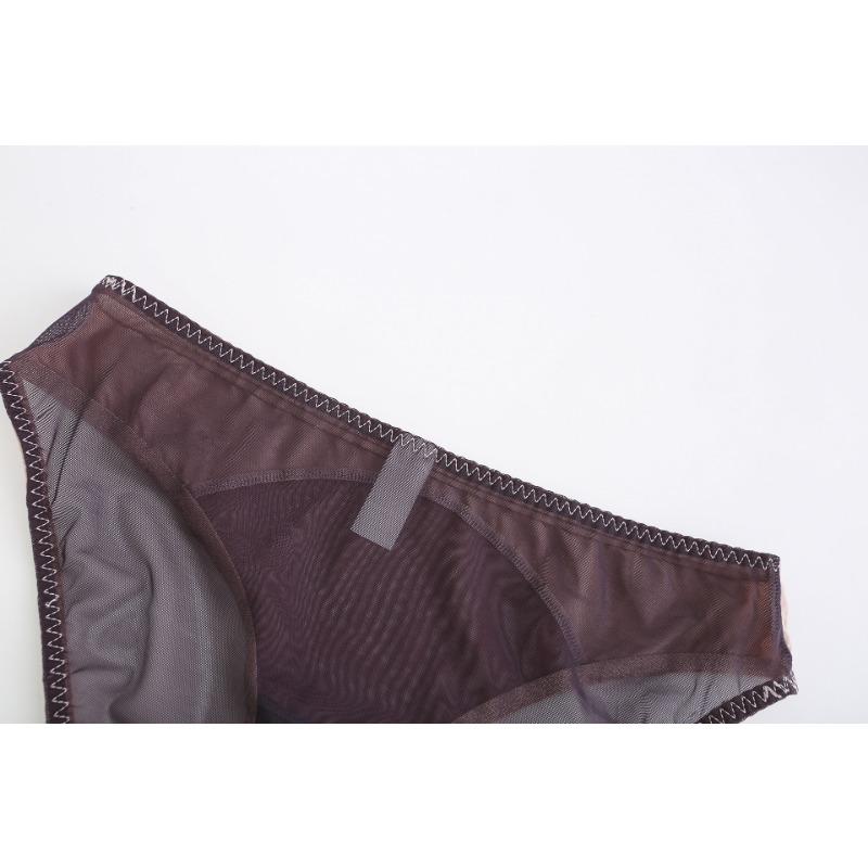 BCD Cup Bra Dámské spodní prádlo Tenké Hluboké V Splicing Mesh Spodní prádlo Měkký ocelový prsten Sexy Gathering Bra Set