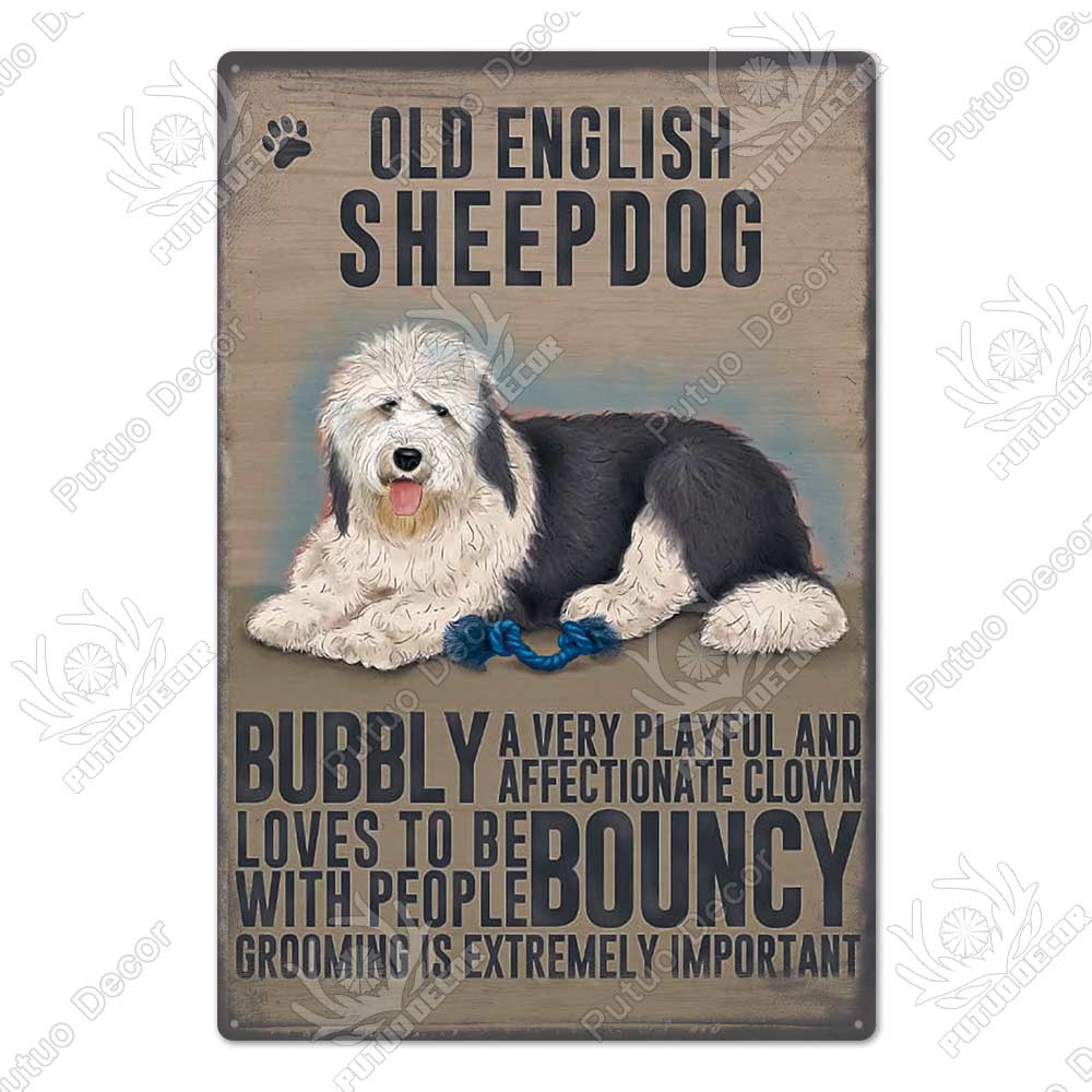 Putuo Decor Dog Vintage Tin Sign Plaque Metal Plate Wall Art Decoration for Living Room Man Cave Cafe Farm Home Retro Poster