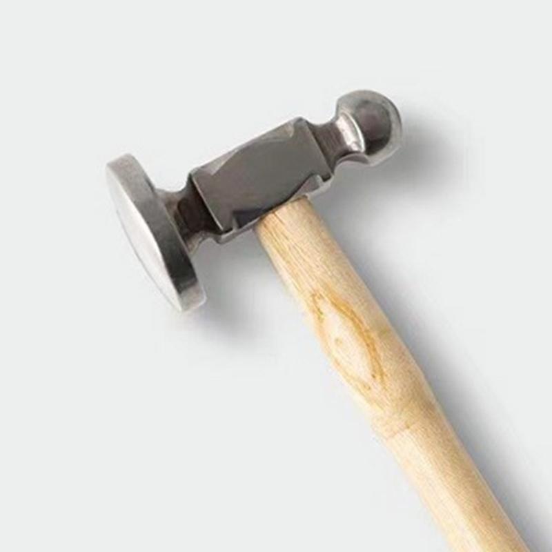 Wood Handle Hammer Round and Flat Faced Jeweler's Hammer Metalworking Hammer for Jewelry Crafting and DIY Enthusiasts