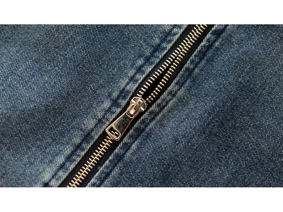 Giacca di Jeans Retro Usurata Stile Coreano con Patchwork a Coste