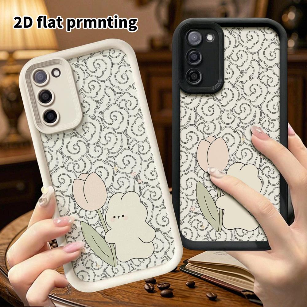 Phone Case: 2D Flat Samsung Galaxy A34 A35 M05 M06 S20 S22 S21 FE Plus 5G Protective Case, Tulip Little White Rabbit, Christmas and Halloween Gift