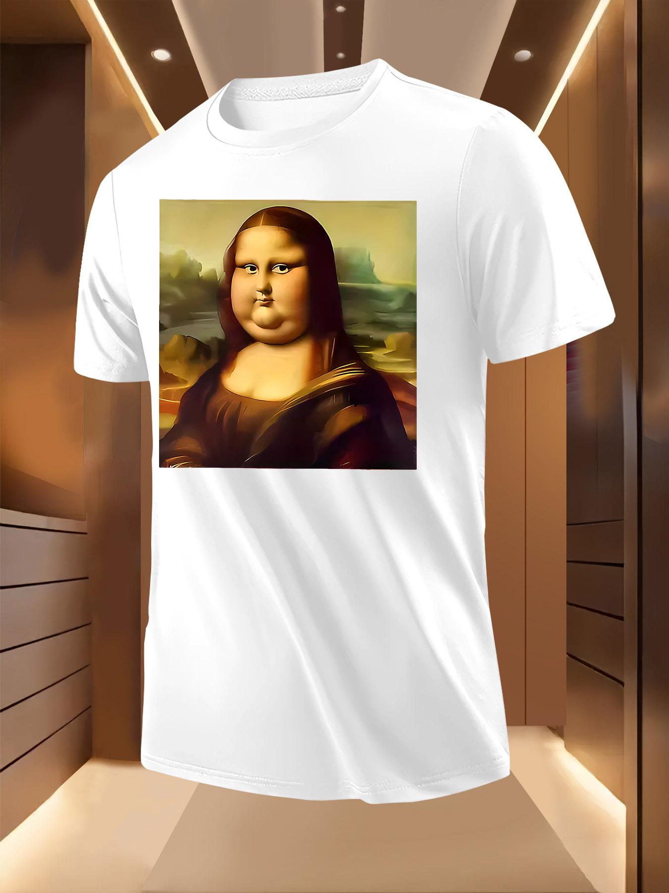 Mona Lisa Parody Print Tshirt - Breathable Lightweight Po... XXXXL