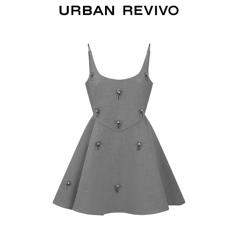 UR 2025 Autumn Diamond Embellished A-Line Dress