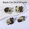 Unique Skeleton Cats Theme Metal Pin Creative Gift Mysterious Black Cats Jewelry For Gothic Culture Lovers
