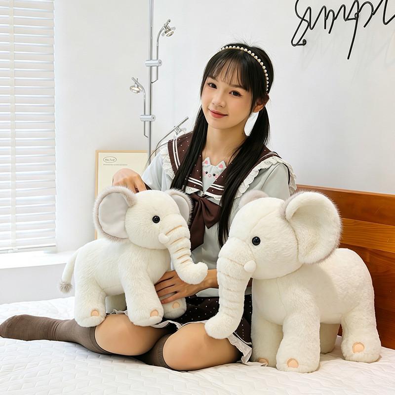 Cute Cream Elephant Plush Toy For Kids Girls Boys Gift With Pp Cotton Filling