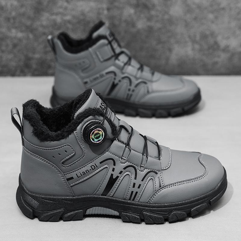 Winter Plush and Thickened High Top Men's Cotton Shoes Versatile Warm Men's Snow Boots