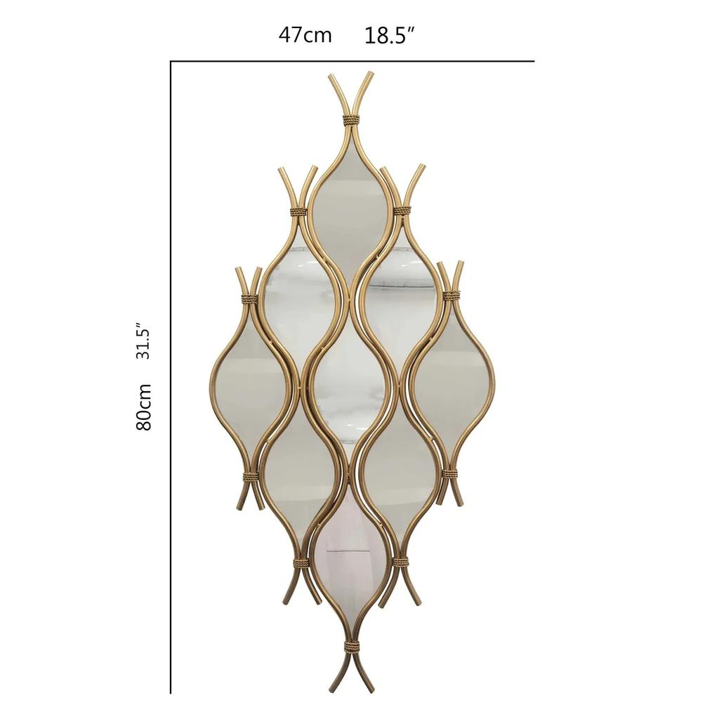 Long Strip Multi Grid Wrought Iron Mirror Wall Sticker Art Home Livingroom Background Wall Decoration Hotel Store Wall Ornaments