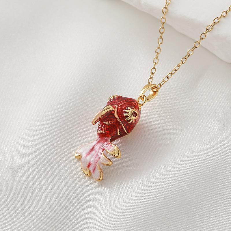 

Exquisite Multicolored Koi Big Goldfish Pendant Handmade Drip Glaze Stainless Steel Necklace for Women Men Lucky Jewelry Gifts