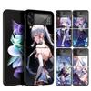 Genshin Impact Kamisato Ayaka Cover Phone Case For Samsung Galaxy Z Flip 7 6 5 4 3 5G Flip7 Flip6 Flip5 Flip4 Flip3 Black Fundas
