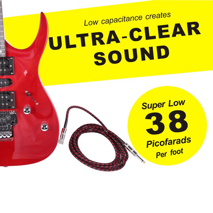 3m/6m Noise-Reducing Elbow Audio Cable for Acoustic/Electric Guitars and Bass