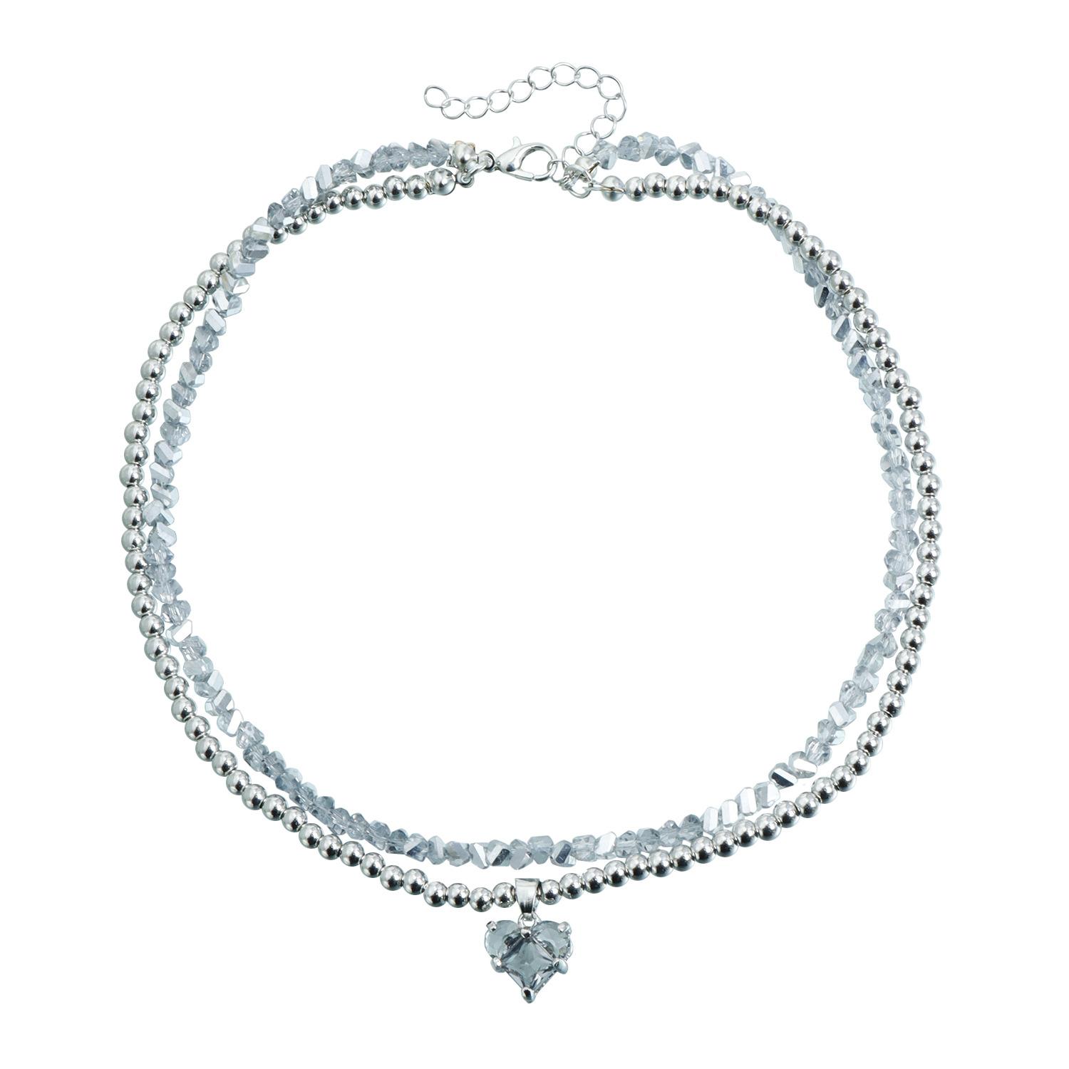 Irregular crushed ice beaded love double-layer necklace ins personalized versatile sweater item