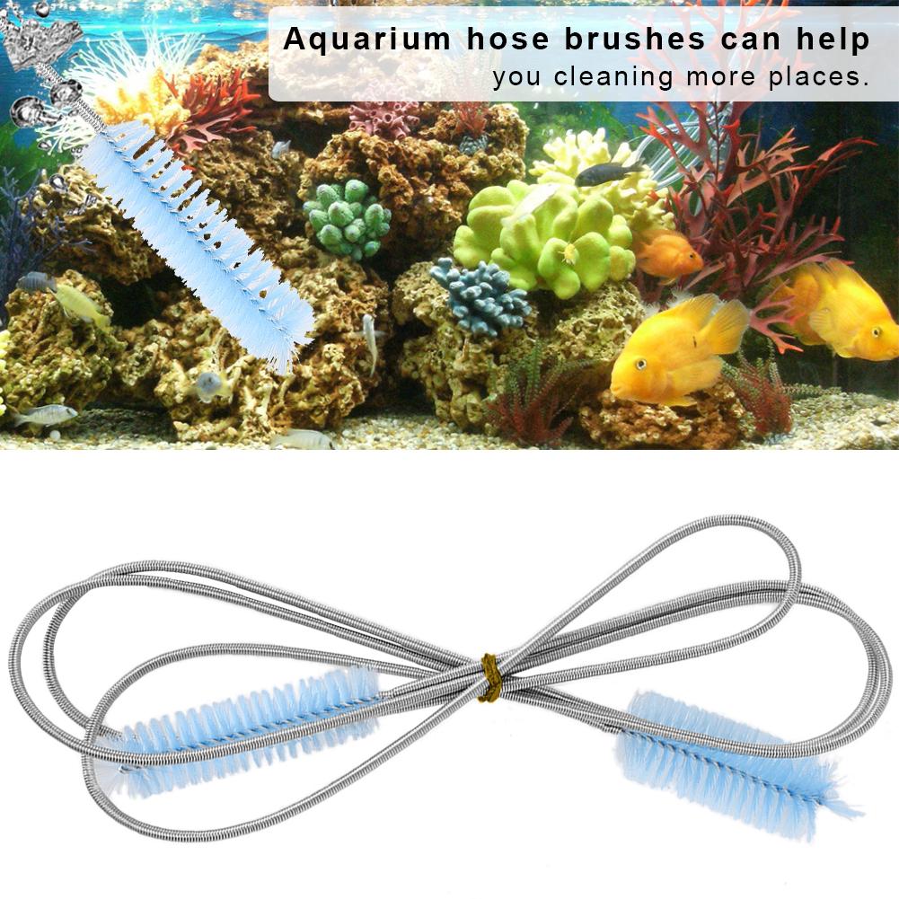 Fish Aquarium Filter Glass Water Pipe Spring Stainless Steel Cleaning Brush Hairbrush