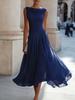 Women's Cowl Neck Sleeveless Maxi Dress Slim Fit Mid Waist Elegant Pleated Solid Color Party Vacation Wedding Guest Dress