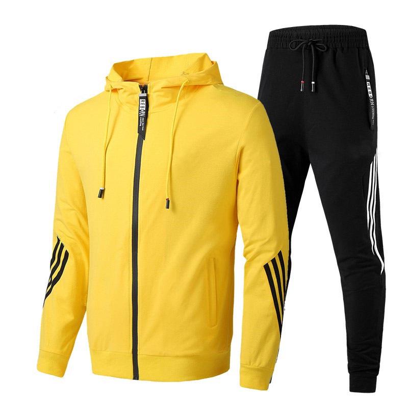 Men's Hooded Sportswear Set - Spring/Autumn Casual Running & Fitness Outfit, Ideal for Students and Groups