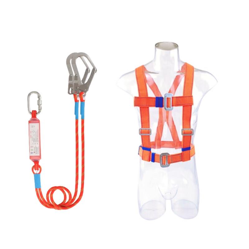 High-Altitude Safety Harness with Double Rope and Buffer Adjustable