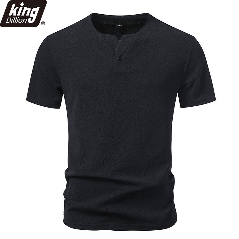 T-shirt Henley da Uomo a Colore Unito - Abbottonatura a Singolo Bottone Tessuto Testurizzato Casual Slim Fit Manica Corta Disponibile in 3 Versatili Opzioni di Colore