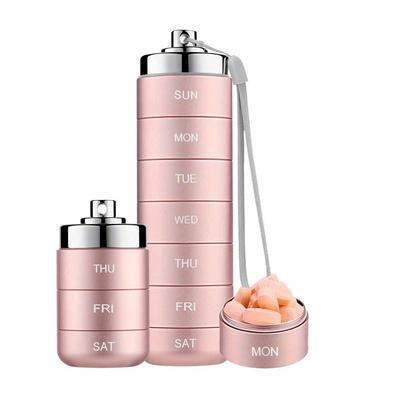 Durable Waterproof Weekly Pill Case High Capacity Aluminum Alloy Pill Organizer Moisture Proof Sealed Pill Box Split Pill