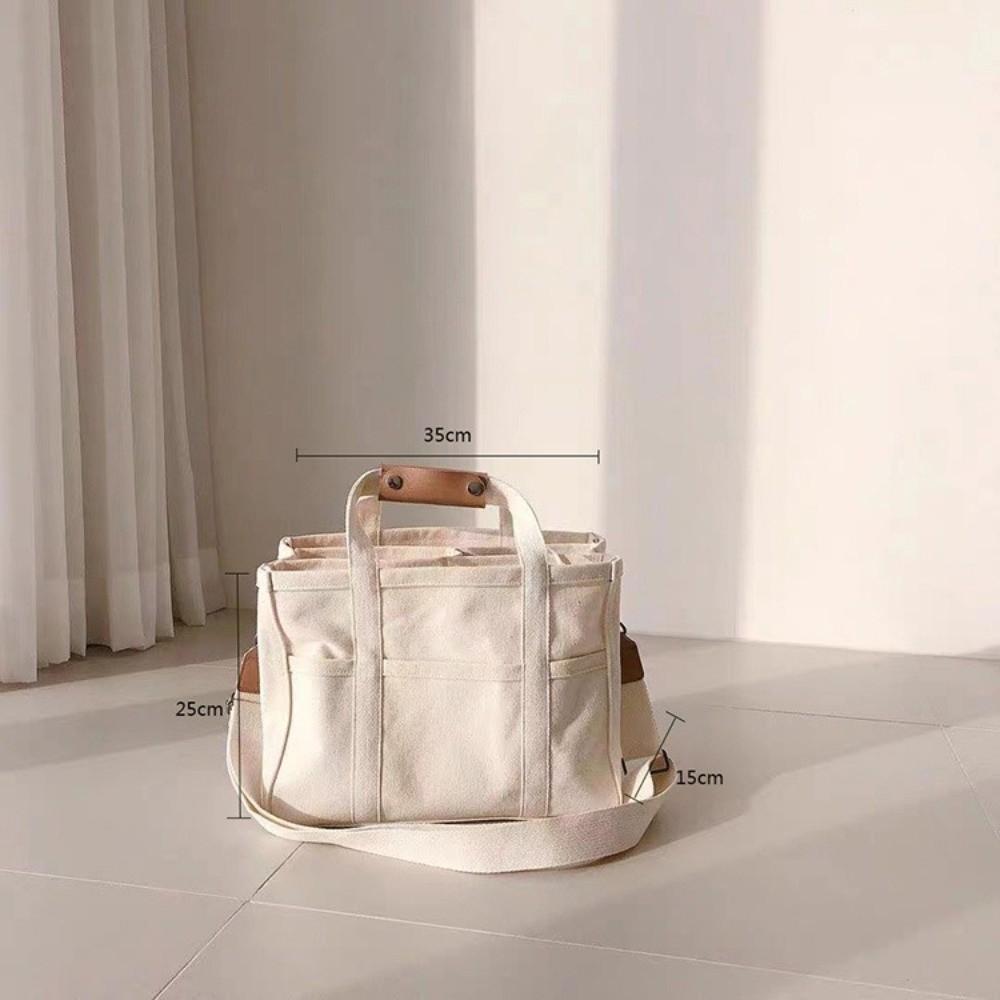 High Quality Multi-pocket Canvas Tote Bag Adjustable Strap Large Capacity Mommy Bag Casual Shoulder Bag Casual Use