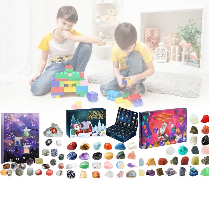 Christmas Advent Calendar Natural Crystal Gemstones Collection Box 24 Days Count