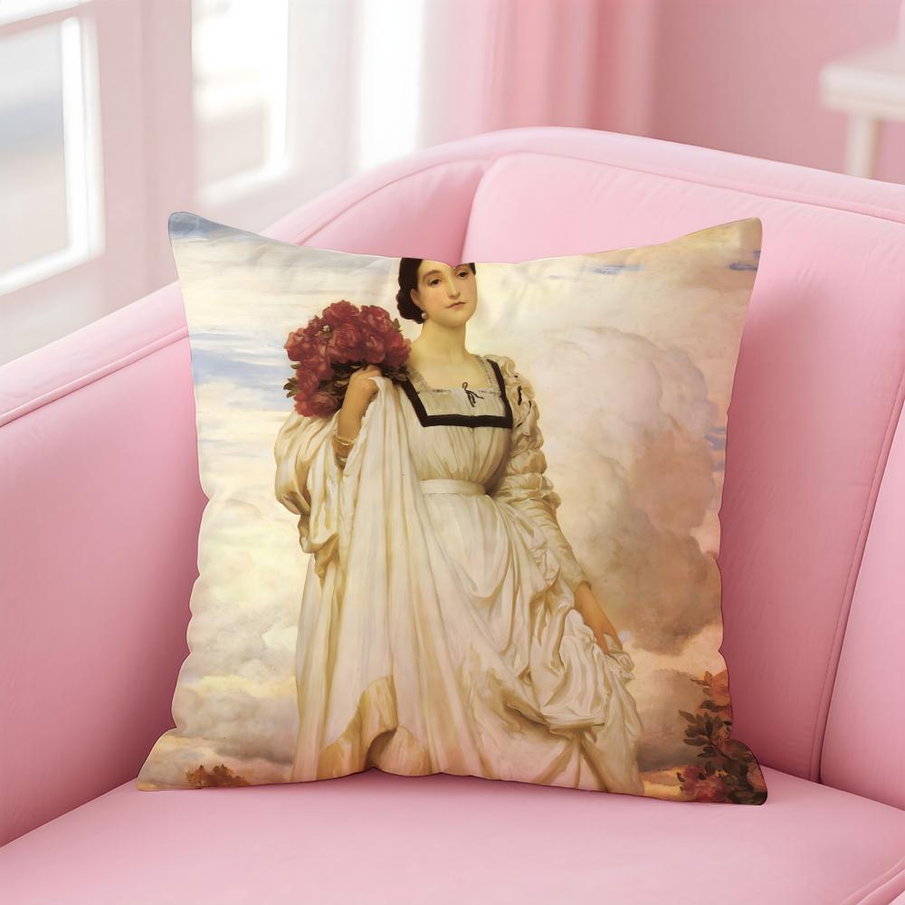 CClassical Western Beauty and Flowers Cushion Cover Pillow Case Soft Friendly Fabric  Concealed Zipper