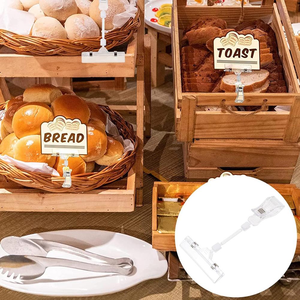25 Pcs Plastic Merchandise Sign Clip Rotatable Double Head Display Clips Price Rack Shelf Clips for Price Tag Label Sign Display