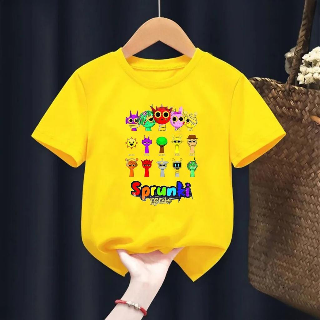 Cartoon Sprunki Cartoon Printed Summer Childrens Clothing Childrens Birthday Digital Gift Short Sleeve Top